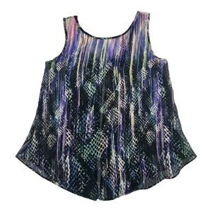 Aqua Womens Sz Xs Open Back Sheer Colorful Tank Top Purple Green Blue Snake Skin